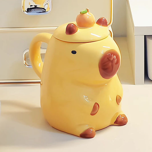 capybara shaped mug with lid